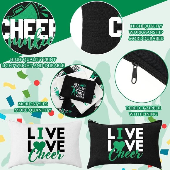 20 Pcs Cheer Makeup Bags Bulk Cheerleader Gifts for Women Canvas Cheer Cosmetic - Picture 3 of 6